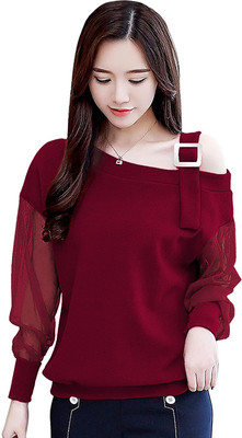 london belly Casual Solid Women Maroon Top