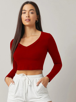 Alekya Casual Solid Women Red Top