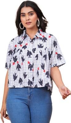 Threadflix Casual Printed Women White Top