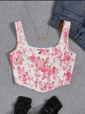vb creation Party Tie & Dye, Floral Print Women Pink Top