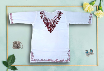 S R RESHMA DRESSES Casual Embroidered Women White Top