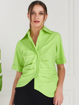 ATHENA Casual Solid Women Light Green Top