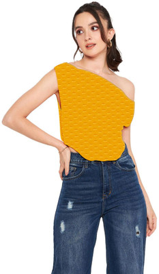 jovo Casual Solid Women Yellow Top