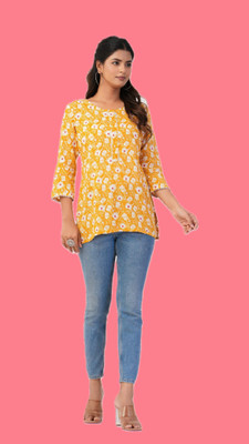 NeerajFashions Casual Printed Women Yellow Top