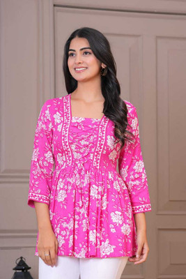 Klothing Casual Floral Print Women Pink Top