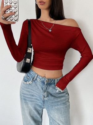 Istyle Can Casual Solid Women Maroon Top