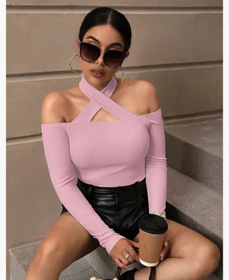ZEROZABAR Casual Solid Women Pink Top