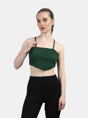 SPOTY Casual Solid Women Dark Green Top