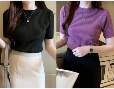 Lukonn Casual Solid Women Black, Purple Top