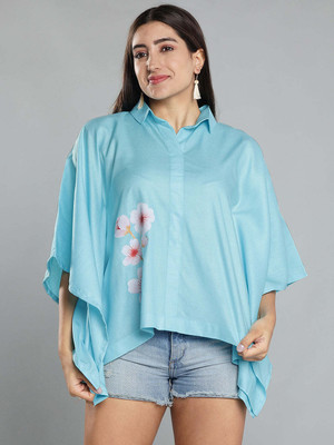LetsDressUp Casual Printed Women Light Blue Top