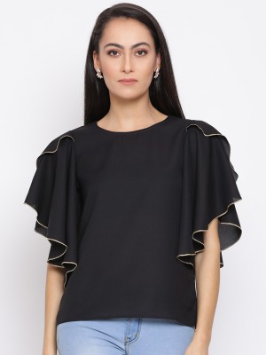 OTIRA Casual Solid Women Black Top