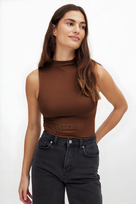 SIGHTBOMB Party Solid Women Brown Top