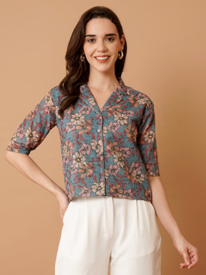 Tviksha Fashion Casual Printed Women Multicolor Top