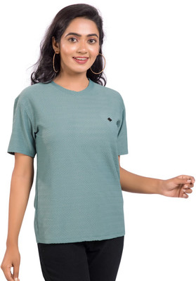 Monisha Plus Casual Chevron/Zig Zag Women Green Top