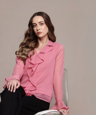 bebe Casual Self Design Women Pink Top