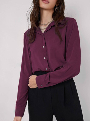 Leriya Fashion Casual Solid Women Purple Top