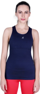 Laasa Sports Casual Solid Women Dark Blue Top