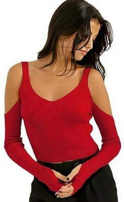 Siyara Party Solid Women Red Top