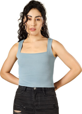 Clothza Casual Solid Women Grey Top