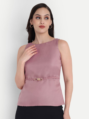 esseneur Formal Solid Women Pink Top