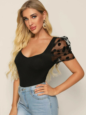 SAKSHI TRADER Casual Checkered Women Black Top