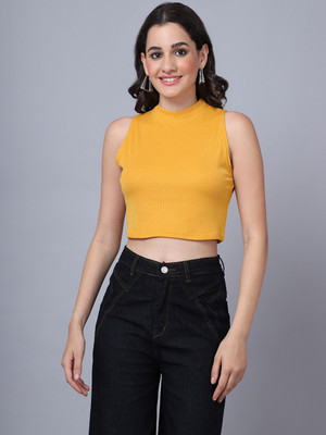 METRONAUT Casual Solid Women Yellow Top