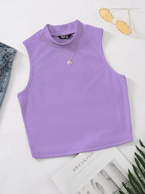 SQF Casual Solid Women Purple Top