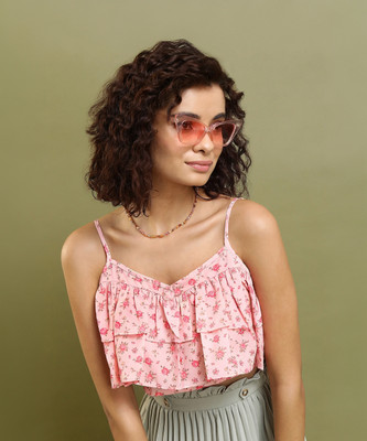 Tokyo Talkies Casual Printed Women Pink Top