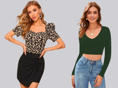 Dream Beauty Fashion Casual Printed Women Dark Green Top