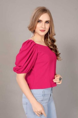 PATER Casual Solid Women Pink Top