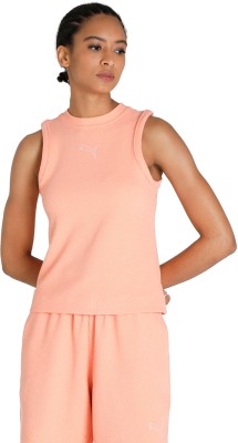 PUMA Casual Self Design Women Orange Top