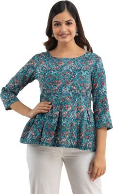 Bobby Hill Casual Printed Women Blue Top
