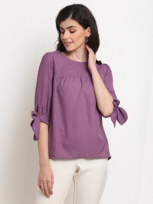 La Zoire Casual Solid Women Purple Top