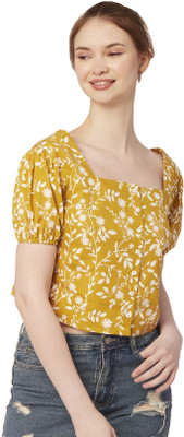 moomaya Casual Printed Women Yellow Top