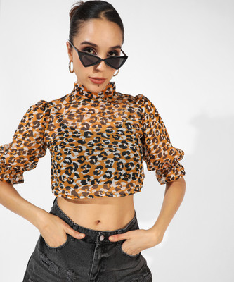 CAMPUS SUTRA Casual Solid Women Brown Top