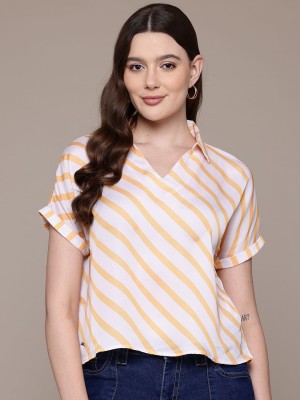 NAUTICA Casual Striped Women White Top