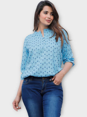 TRUSTED ENTERPRISES Casual Printed Women Blue Top