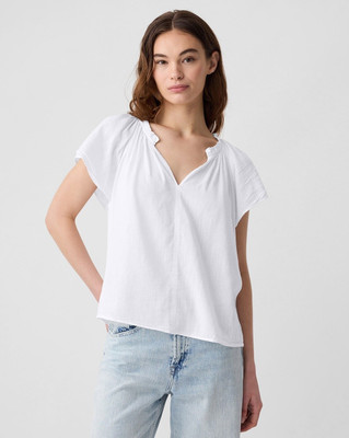 GAP Casual Solid Women White Top