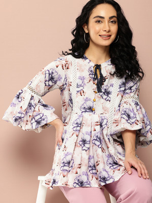 IRONIC CREATION Casual Floral Print Women Multicolor Top