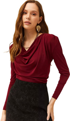 SIGHTBOMB Formal Solid Women Maroon Top