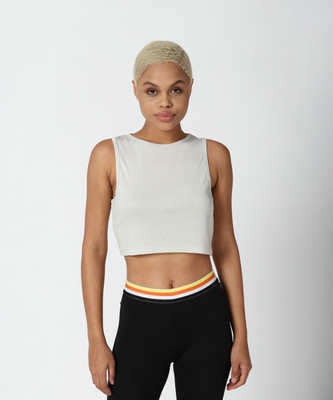 FOREVER 21 Casual Solid Women Grey Top