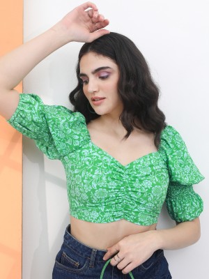 Tokyo Talkies Casual Printed Women Green Top