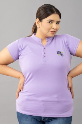 CUPID Casual Solid Women Purple Top