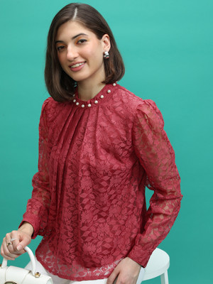 Tokyo Talkies Casual Solid Women Red Top
