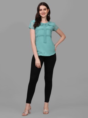 Shiv Casual Solid Women Blue Top