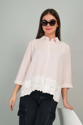 Gul West Casual Striped Women Pink Top