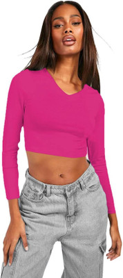 THE BLAZZE Casual Solid Women Pink Top