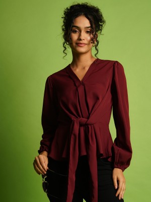 Globus Formal Solid Women Maroon Top