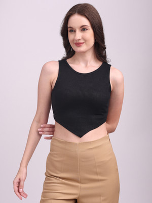 Halffgrey Casual Solid Women Black Top