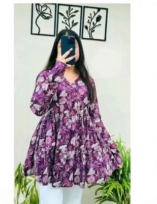 Bhavya Collection Casual Printed Women Purple Top